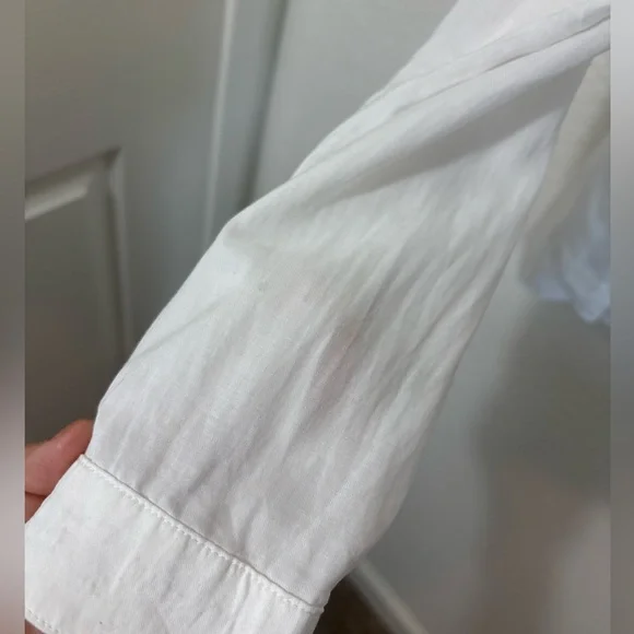 Cloth & Stone for Anthropologie Long Sleeve Ruffle Neck White Blouse Size XL - Picture 4 of 5